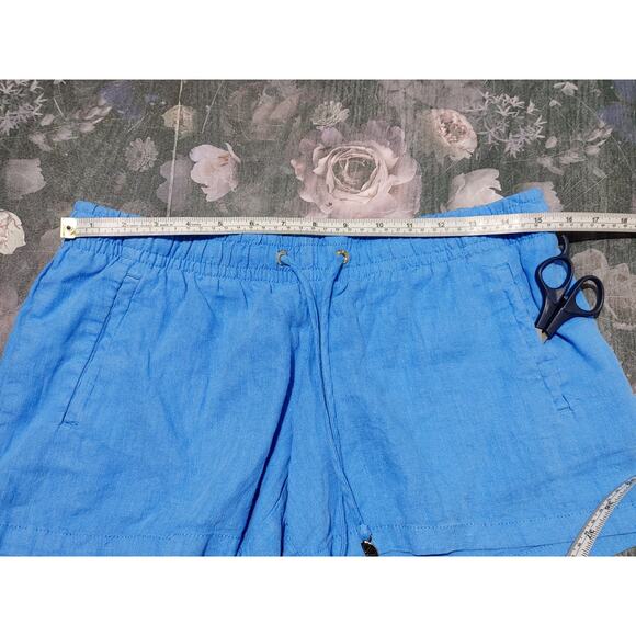 Lilly Pulitzer Linen Baybreeze Pull On Shorts Elastic Waist Blue Womens Size M - Picture 7 of 8